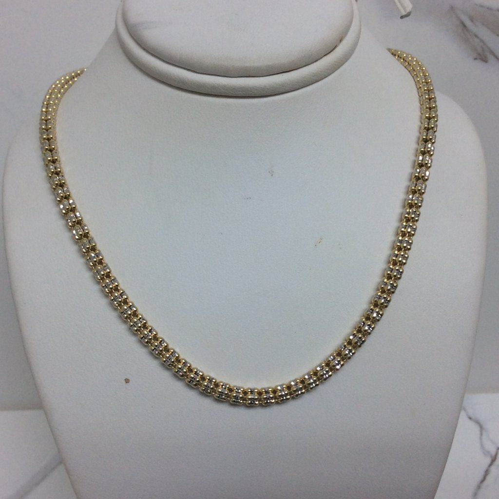 320mm Two-Tone Ice Link Chain 14k Yellow Real Gold 18 1630gr 4795$